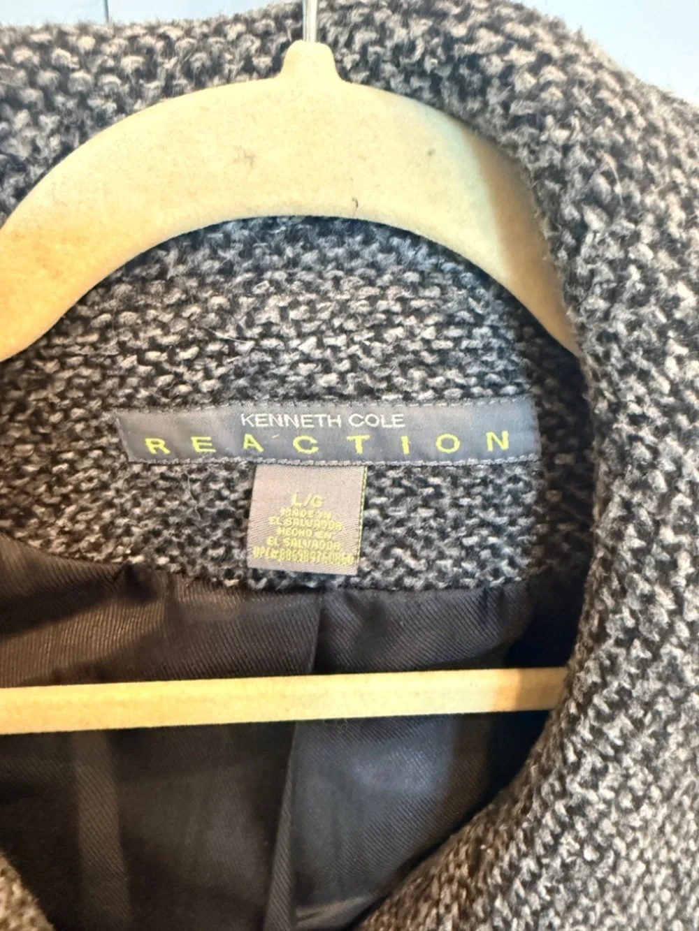 Kenneth Cole wool belted tweed coat